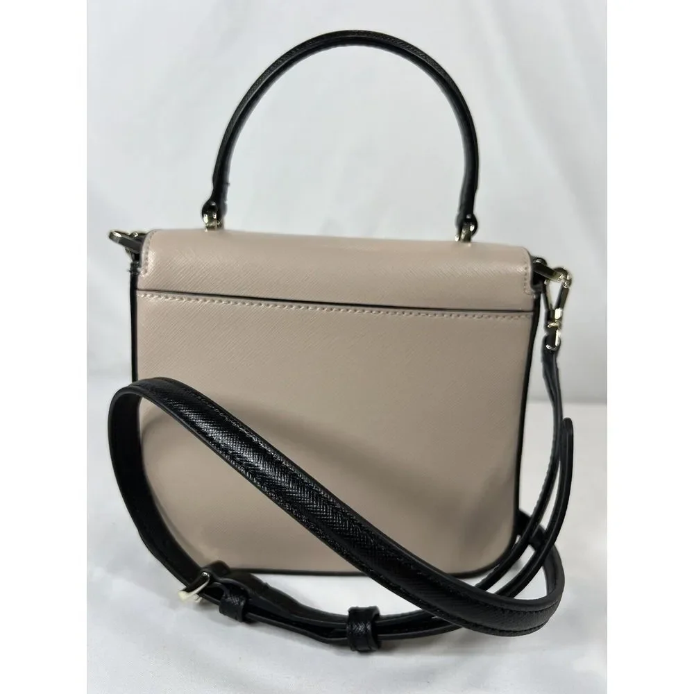 Kate Spade New York STACI SQUARE CROSSBODY EUC Warm‎ Beige Black Ivory